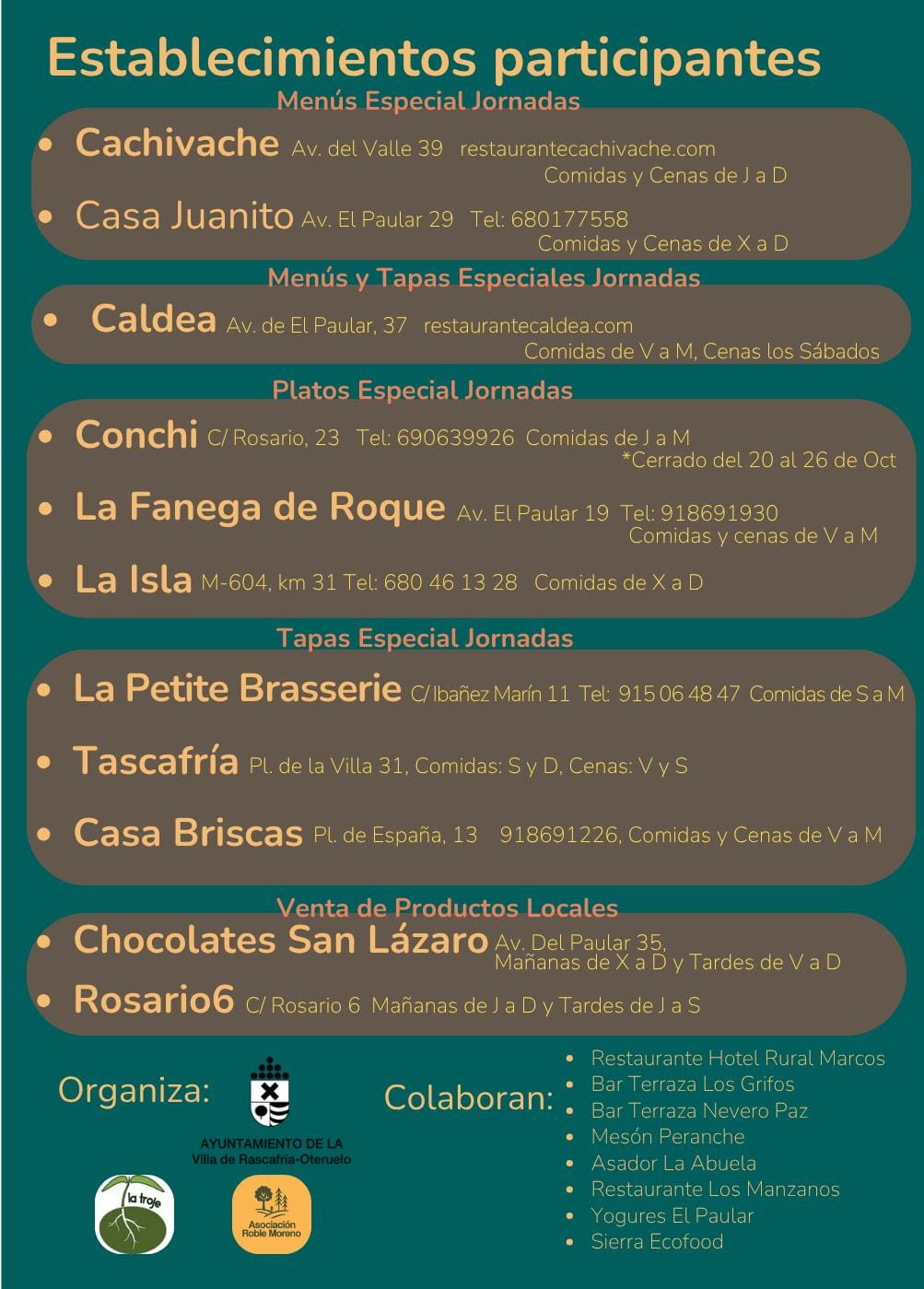 Establecimientos participantes